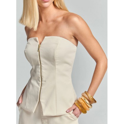 Blusa Alfaiataria Tomara que Caia com Zíper Sommer
